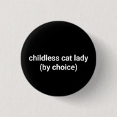 白い黒の子おもしろいなし猫の女性 缶バッジ (正面)