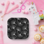 白い黒の抽象芸術デリケート離れなパターン ペーパープレート (パーティー)