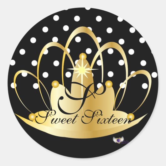 白い黒の水玉模様モノグラムS-16 -Cust. ラウンドシール (正面)