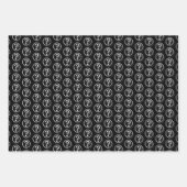 白い黒の疑問符パターン3D ラッピングペーパーシート (正面)