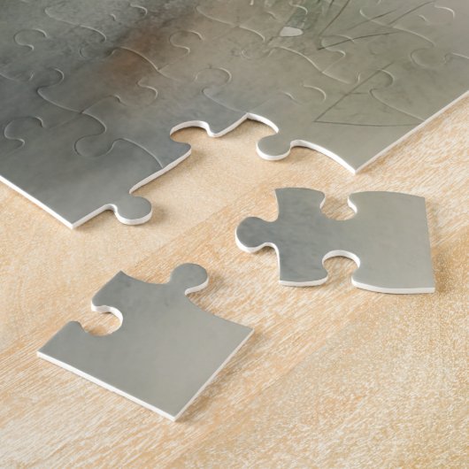 白い黒の野生の馬水色 ジグソーパズル (側面)