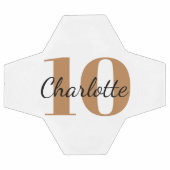 白い黒の金ゴールドモノグラムイニシャル名番号 サッカーボール (フラット)