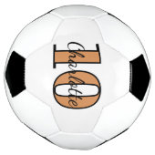 白い黒の金ゴールドモノグラムイニシャル名番号 サッカーボール (回転)