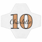 白い黒の金ゴールドモノグラムイニシャル名番号 サッカーボール (フラット)