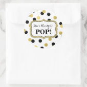 白い黒の金ゴールド赤ちゃんシャワー準備ポップ・アートの ラウンドシール (バッグ)