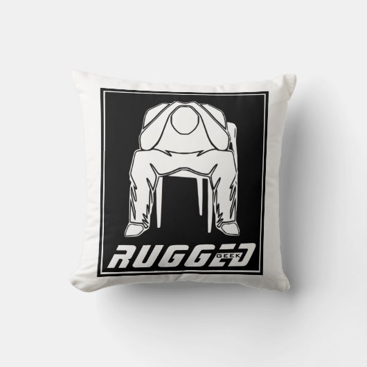 白い黒の頑丈な男のホールディングヘッド |考えの男 クッション (正面)