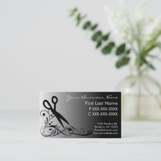 白い黒は名刺毛の切断の衰退します 名刺 (スタンド正面)