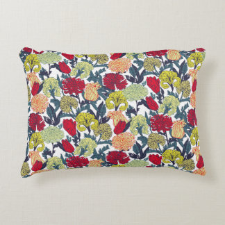 白い黒カラフルに同じ色の花のパターン アクセントクッション