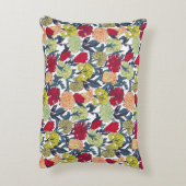 白い黒カラフルに同じ色の花のパターン アクセントクッション (裏面(縦))