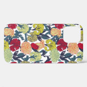 白い黒カラフルに同じ色の花のパターン Case-Mate iPhoneケース (裏面 (横))