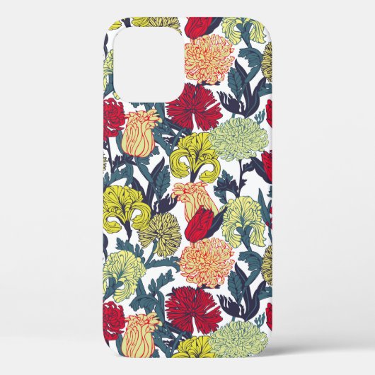白い黒カラフルに同じ色の花のパターン Case-Mate iPhoneケース (裏面)