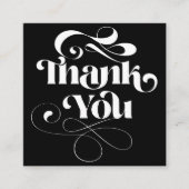 白い黒クールのレトロスクリ感謝していット順 スクエア名刺 (正面)