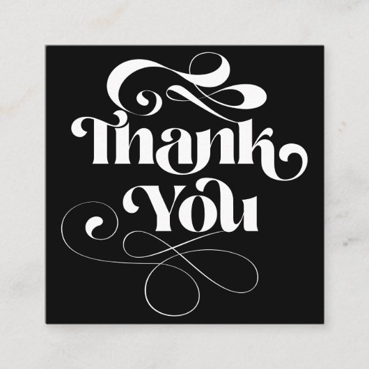 白い黒クールのレトロスクリ感謝していット順 スクエア名刺 (正面)