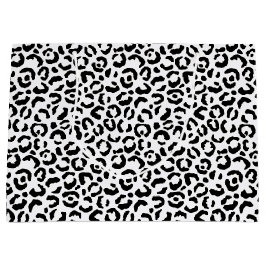白い黒ヒョウ印刷 ラージペーパーバッグ
