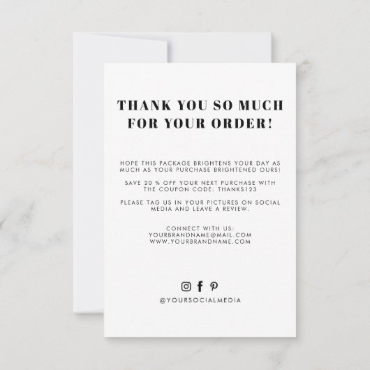 白い黒得の素晴らし味感謝していは サンキューカード (裏面)