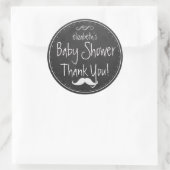 白い黒板のルックス口ひげ赤ちゃんシャワーの好意 ラウンドシール (バッグ)