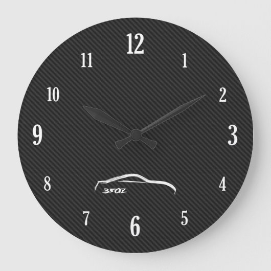 白い350Zブラシストロークロゴ ラージ壁時計 (正面)