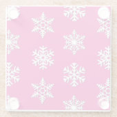 白い3-d雪、カスタマイズ可能な背景 ガラスコースター (裏面)