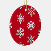 白い3Dの雪の結晶, カスタマイズ可能な背景 セラミックオーナメント (右)