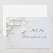 白い3Dシンプルな花の招待状 招待状 (正面/裏面)