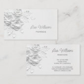 白い3Dシンプル花 名刺 (正面/裏面)