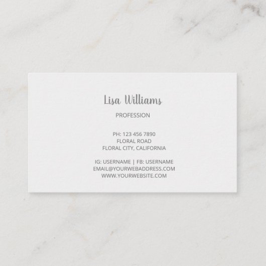 白い3Dシンプル花 名刺 (裏面)