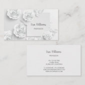 白い3Dシンプル花 名刺 (正面/裏面)