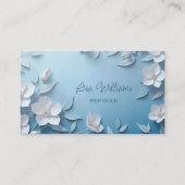 白い3Dシンプル花 名刺 (正面)