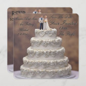 白い5段のウェディングケーキと新婚夫婦のフィギュア付き セーブザデート (正面/裏面)