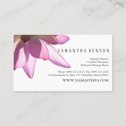 白い©の軽い|ピンクのはすの花 名刺 (裏面)