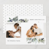 白い ほのかな 緑の キリストの誕生 おめでとう 葉 2 写真 シーズンカード (正面/裏面)