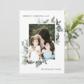 白い ほのかな 緑の クリスマスツリー 喜びに満ちた 葉の写真 シーズンカード (スタンド正面)