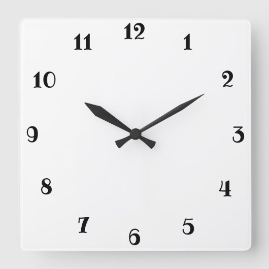 白い スクエア壁時計 (正面)