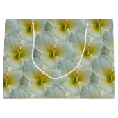 白い「ビッグ雪の鳥」黄色のデイリーパターン ラージペーパーバッグ (正面)