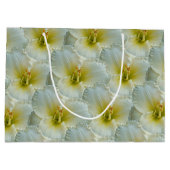 白い「ビッグ雪の鳥」黄色のデイリーパターン ラージペーパーバッグ (裏面)