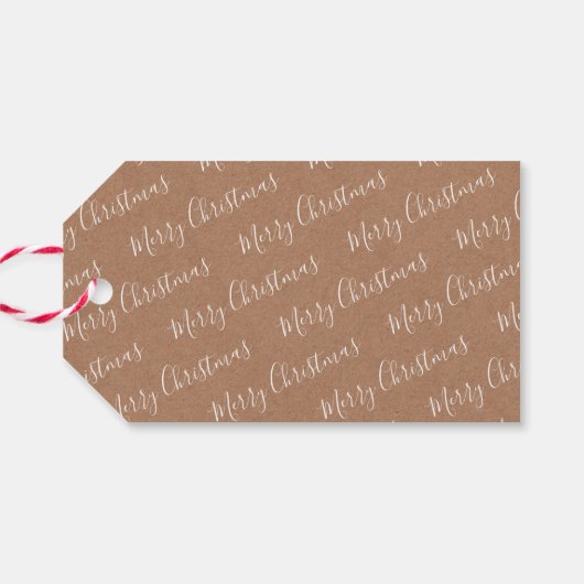 白い「メリークリスマス」クラフト紙とベリー ギフトタグ (裏面横)