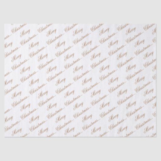 白い「メリークリスマス」金ゴールドスクリプト 薄葉紙 (正面)