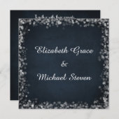 白い《写真》ぼけ味ライト付き上品な黒い黒板 招待状 (正面/裏面)