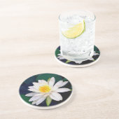 白い《植物》スイレンの砂岩コースター コースター (側面)