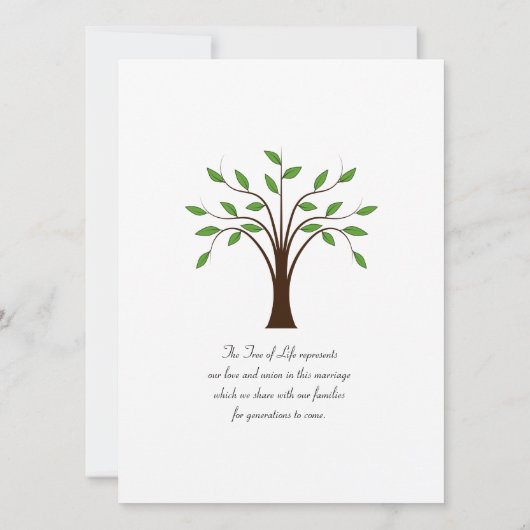 白い#2結婚式のモダンな象徴的生命の樹 招待状 (裏面)