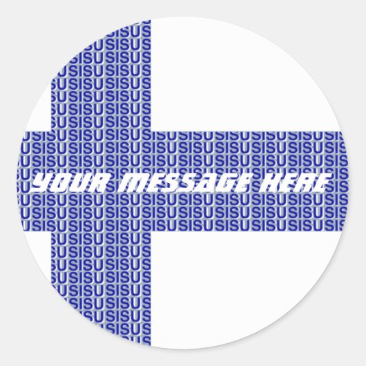 白い"Sisu "のフィンランドの旗の北欧の青 ラウンドシール (正面)
