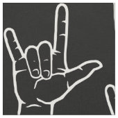 白いASL I愛パターン（の模様が）あるな生地 ファブリック (クローズアップ)