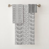 白いbにライトグレーの繰り返しV型パターン バスタオルセット (インサイチュ)