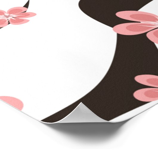 白いbに咲くさくらんぼを持つシームレスなパターン ポスター (角)