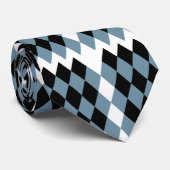 白いbの市松模様に白い模様 ネクタイ (ロール)