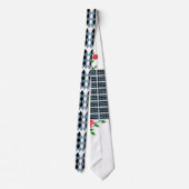 白いbの市松模様に白い模様 ネクタイ (裏面)