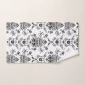 白いBathタオルセットの黒いダマスク織 バスタオルセット (ハンドタオル)