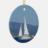 白いBeneteau Sloop セラミックオーナメント (右)