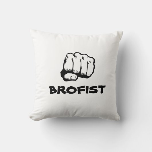 白いBROFISTの枕 クッション (正面)