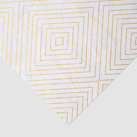 白いColのモダンで幾何学的な金ゴールドの正方形パターン 薄葉紙 (詳細)